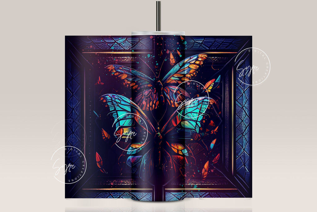 Butterfly Sublimation Tumbler - Stained Glass Tumbler Bundle