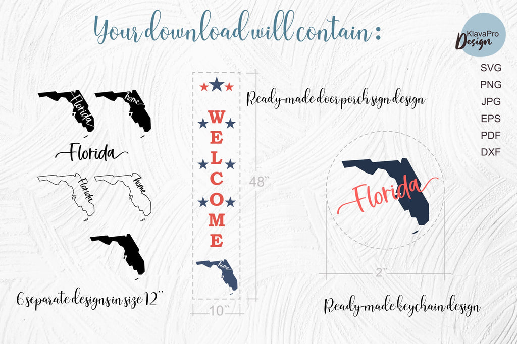 State of Florida SVG. Keychain and Door Porch sign Templates - So