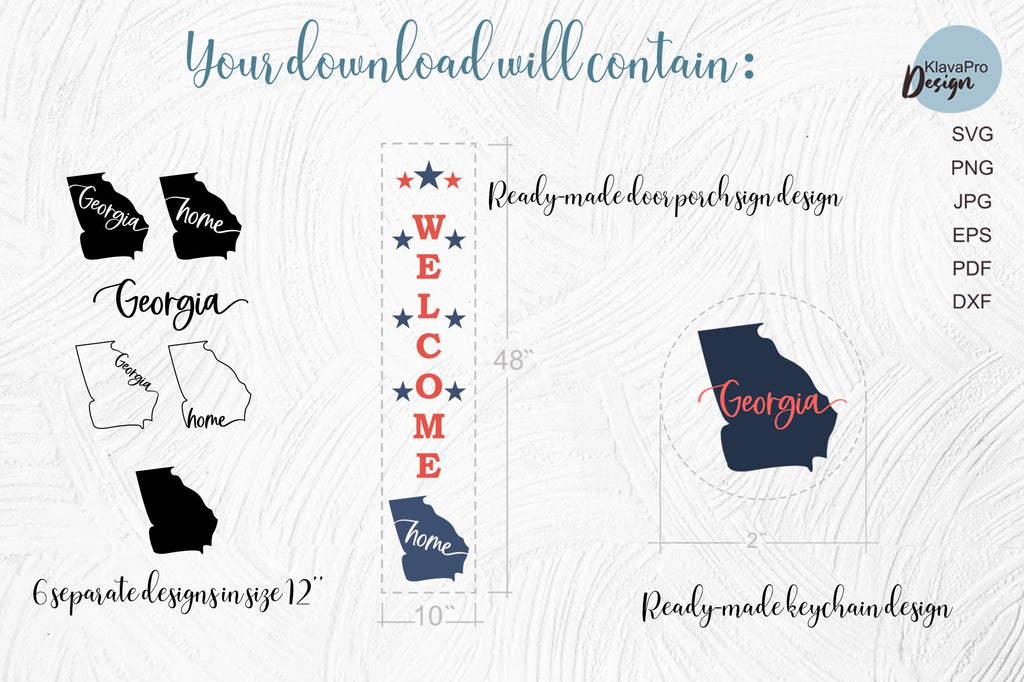 State of Georgia SVG. Keychain and Door Porch sign Templates - So