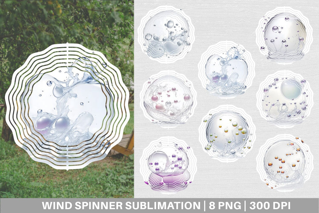 Wind Spinner 3D Bubbles White background - So Fontsy