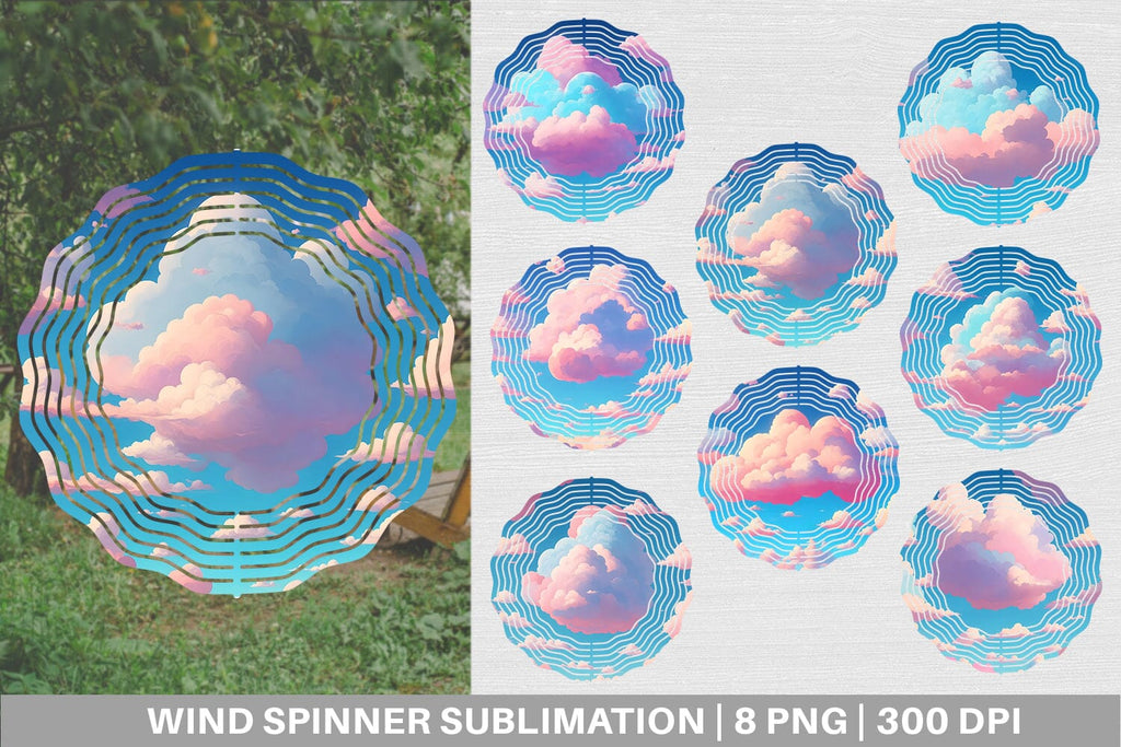 Wind Spinner Clouds Cartoon Background - So Fontsy