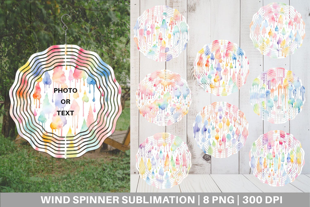 Wind Spinner Watercolor Dripping - So Fontsy