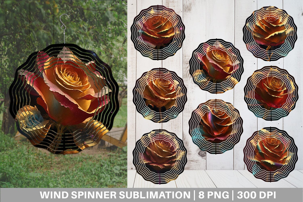 Wind Spinner Gold Rose flower - So Fontsy