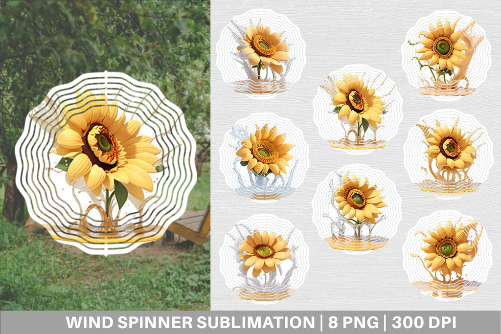 Wind Spinner 3D Sunflower with Water Splash - So Fontsy