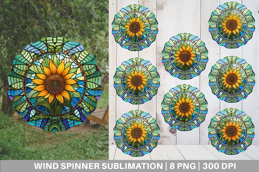 Wind Spinner Stained Glass Sunflower - So Fontsy