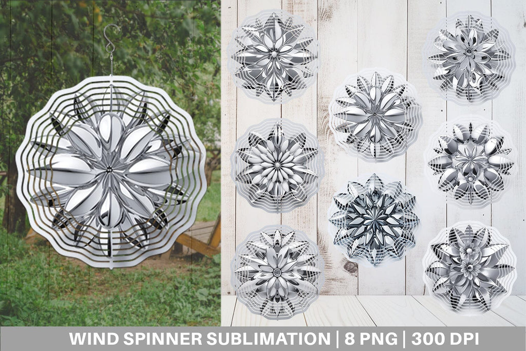 Wind Spinner 3D Chrome Flower - So Fontsy