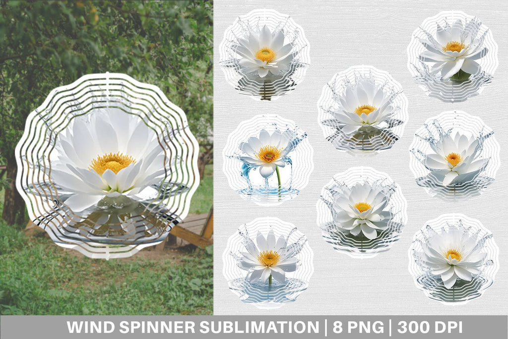 Wind Spinner 3D Flower White Splash Water - So Fontsy