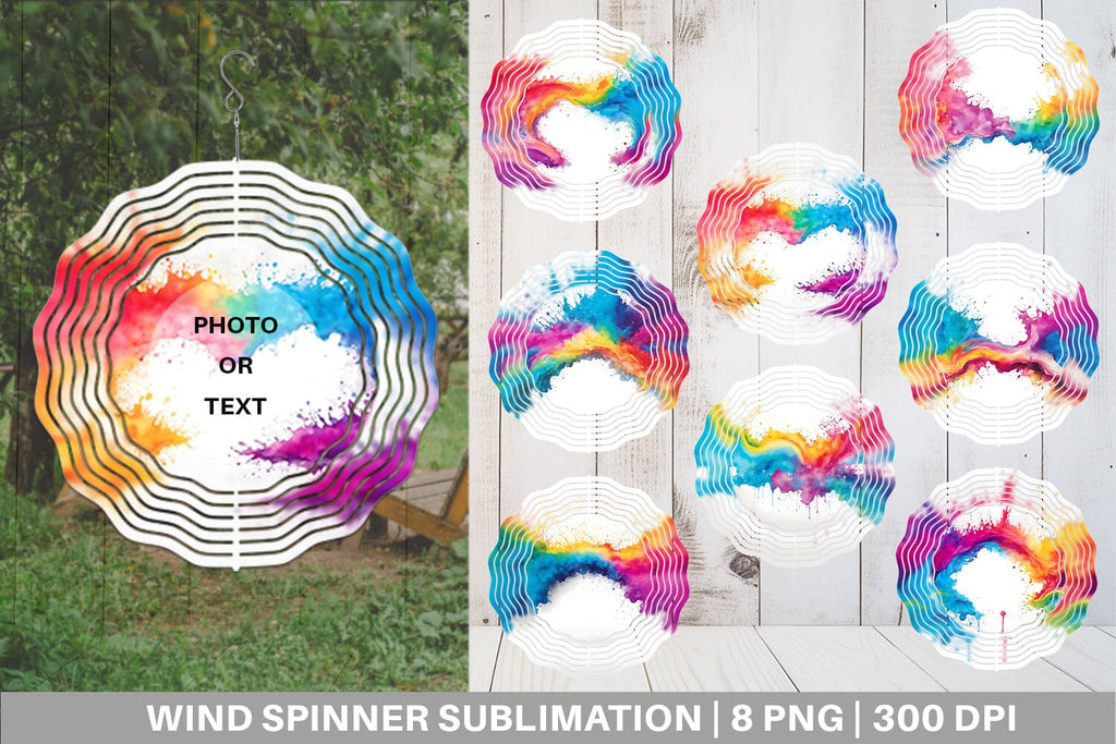 Wind Spinner Watercolor Rainbow Splash - So Fontsy