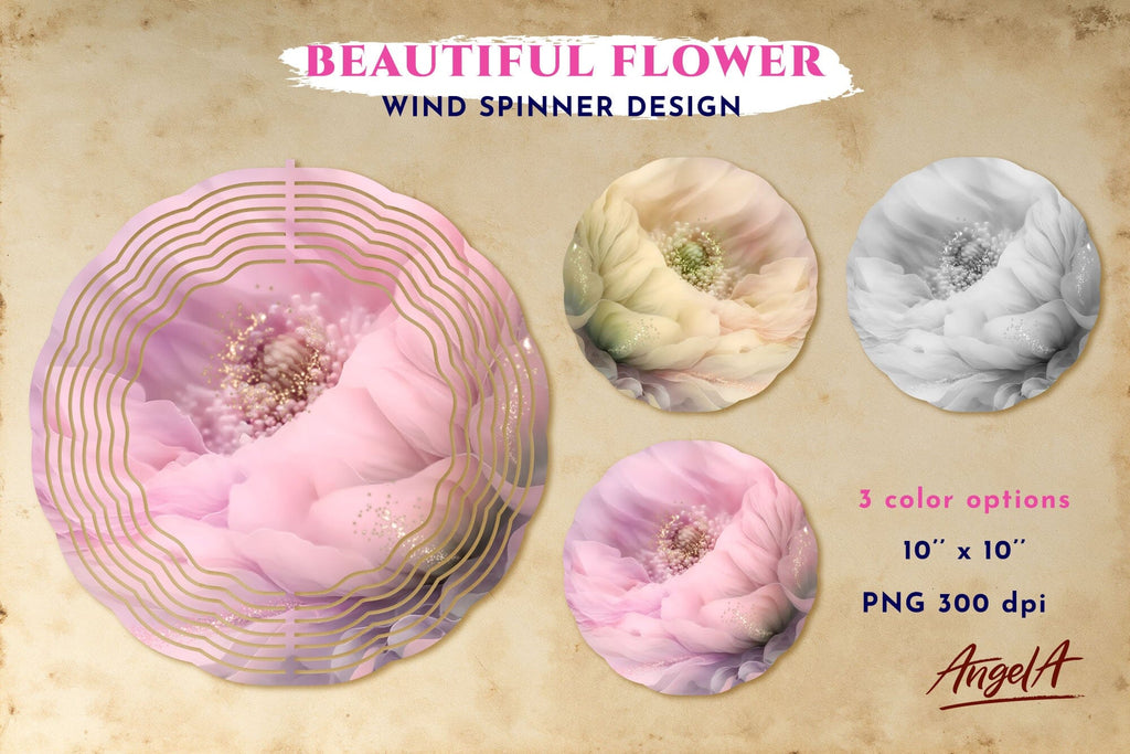 Sublimation wind spinner design. Beautiful flower PNG - So Fontsy