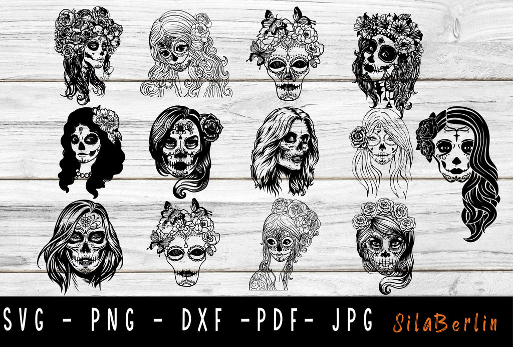 Sugar Skull Girl svg #2, Sugar Skull Woman svg, png files By