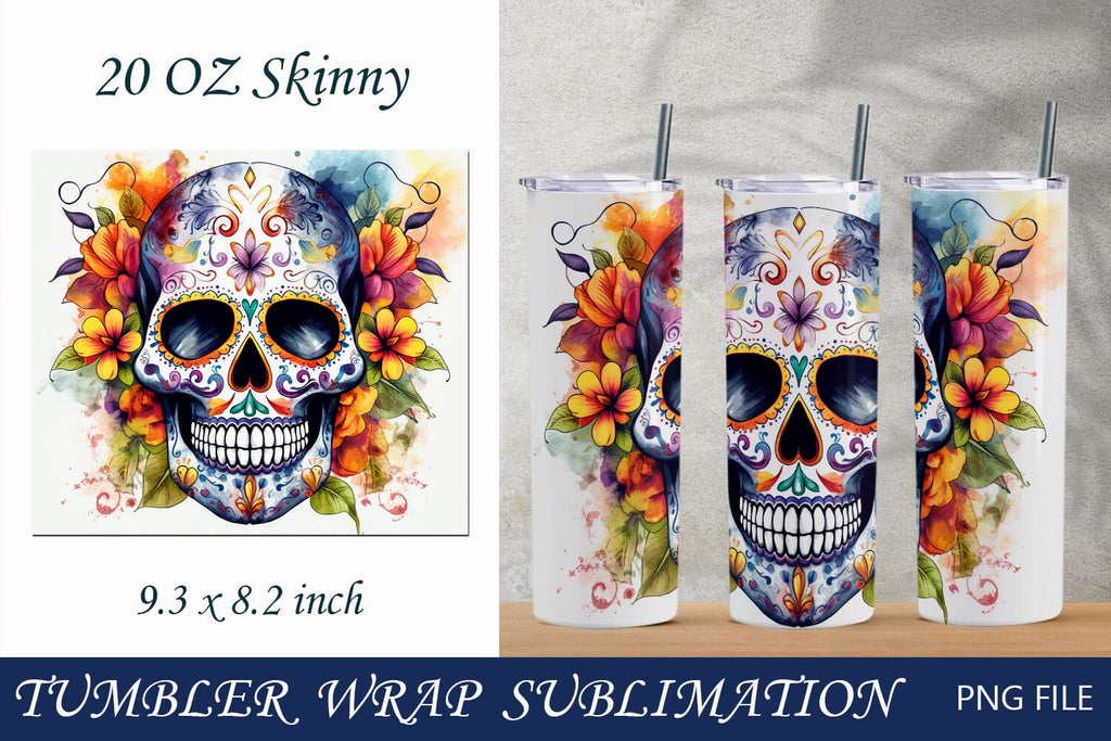 Skull, Halloween, 20 oz. Skinny Tumbler Template