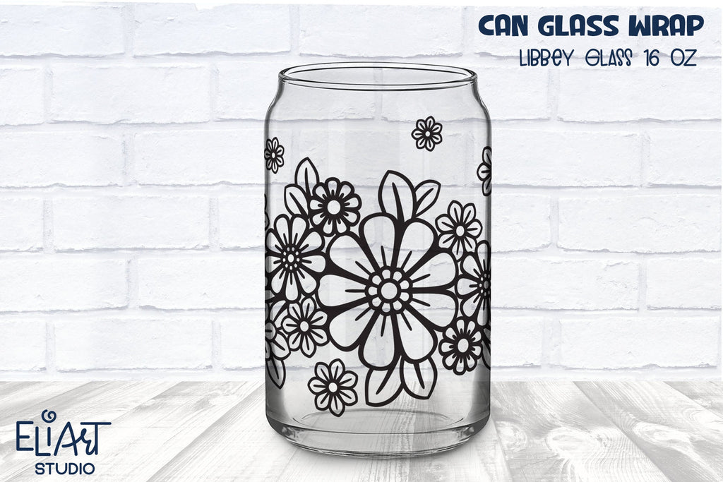 Wildflowers Beer Can Glass Wrap Svg 16 Oz. Summer Blossom 