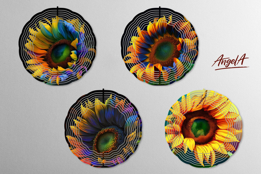 Sunflower wind spinner sublimation. Wind spinner designs PNG So Fontsy