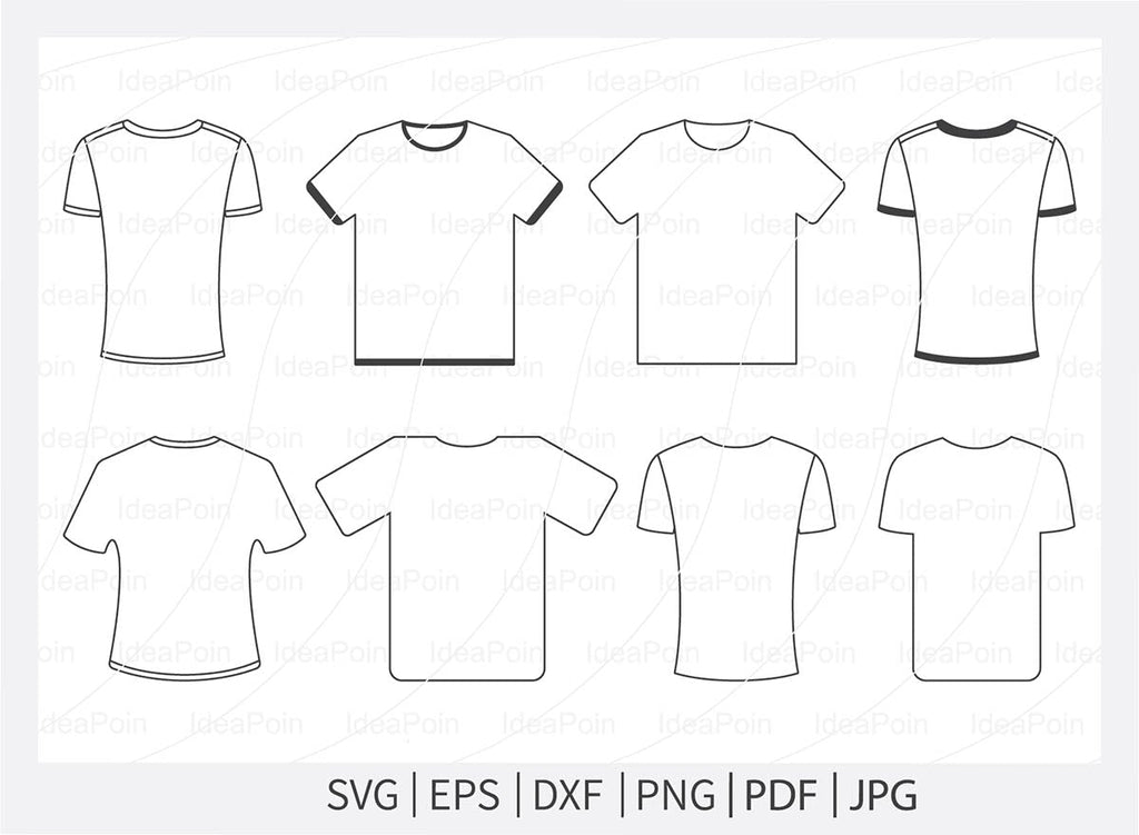 T-shirt Outline SVG, T-shirt Outline Bundle, T-Shirt Template SVG