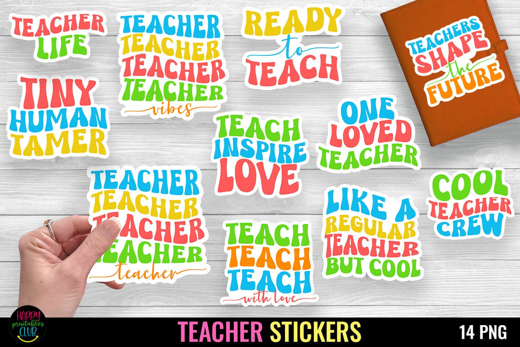 Teacher Stickers Bundle I Printable Teacher Stickers PNG - So Fontsy