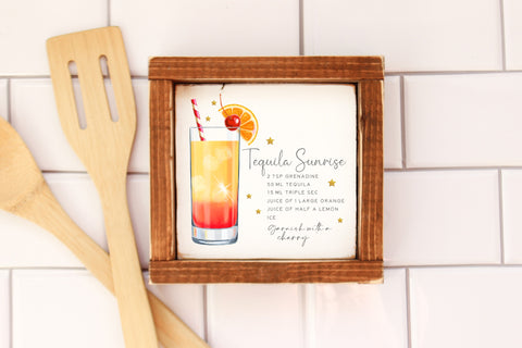 Tequila Sunrise cocktail recipe sublimation file Sublimation Design Owl 