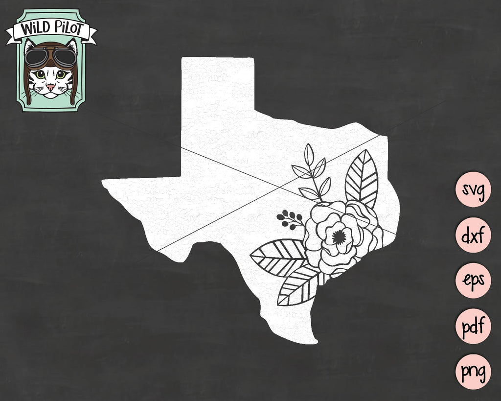 Texas Silhouette Floral SVG Cut File - So Fontsy