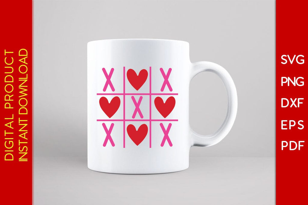 Tic Tac Toe Hearts XOXO Valentine's Day SVG PNG EPS Cut File - So Fontsy
