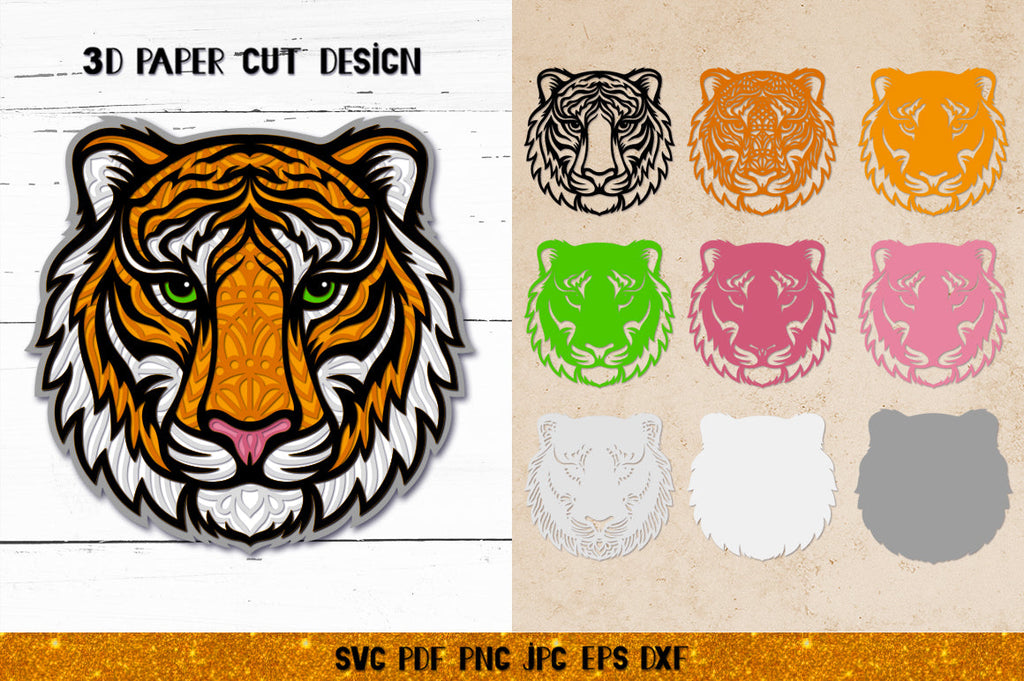 M06 - Tiger SVG, 3D Tiger Layered Svg For Cricut, Glowforge Files, Laser  Cut Files, 3d Mandala Svg, Multilayered Mandala Svg - Craftmegood