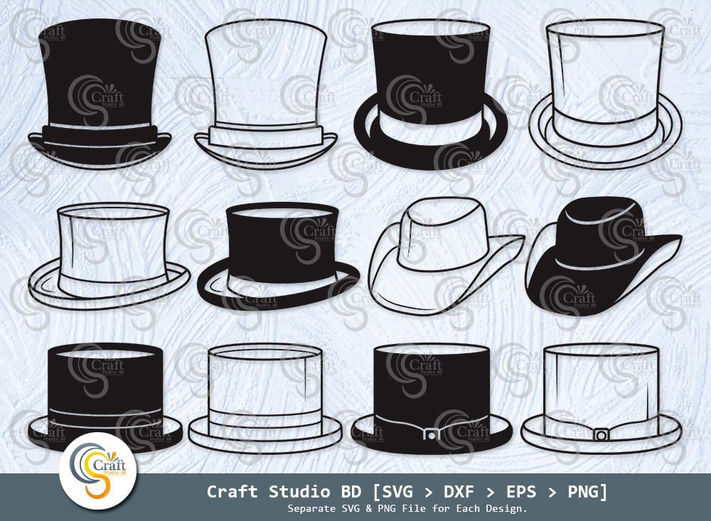 Top Hat Silhouette, Top Hat SVG, Fedora Hat Svg, Retro Hat Svg