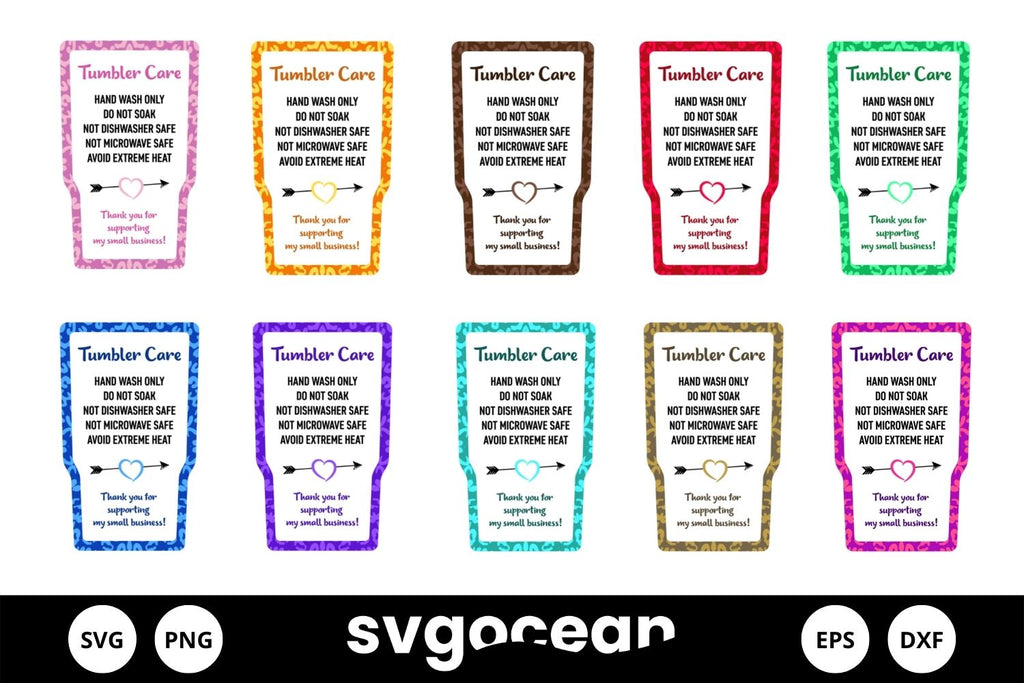 Tumbler Care Cards SVG Bundle - So Fontsy