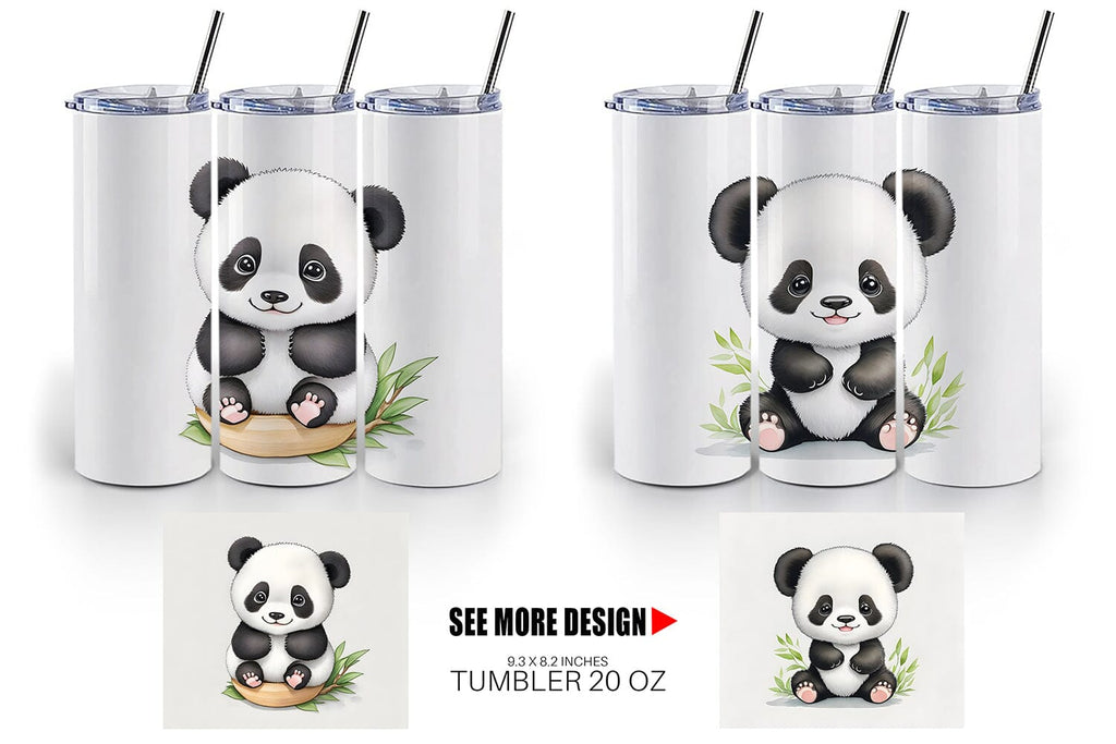 Cute Baby Panda 20 Oz Skinny Tumbler