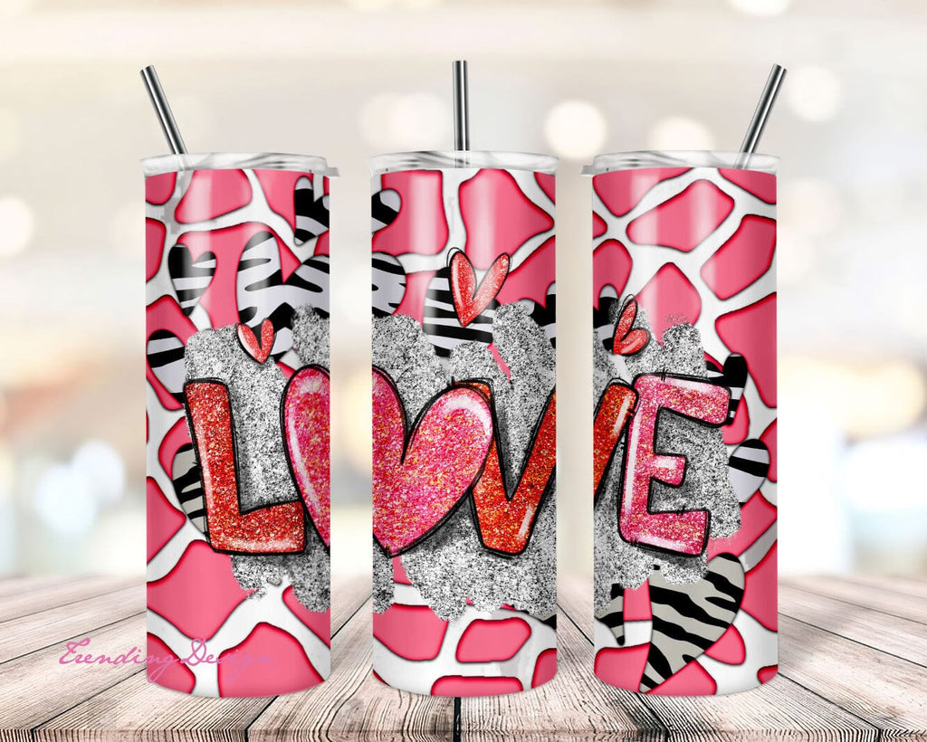 Tumbler Design Valentines Day PNG Sublimation Tumbler 20oz Love Hearts ...