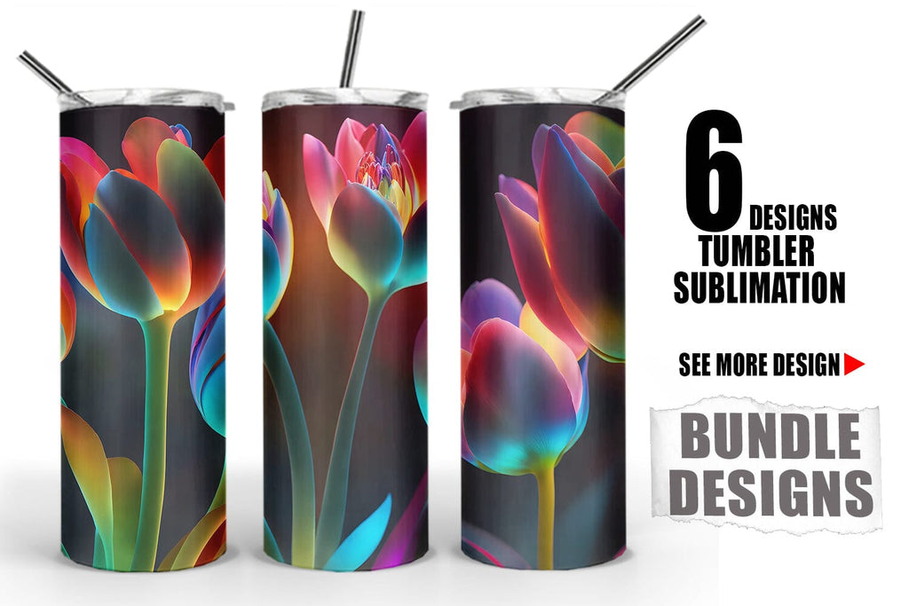 Art Pop Flowers 20 oz Stainless Steel Skinny Tumbler Sublimation