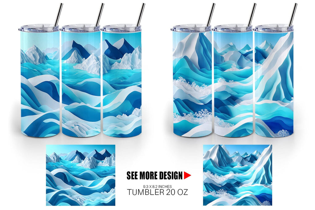 3D Tumbler Paper Art Ocean Landscape | Tumbler Sublimation Designs - So ...