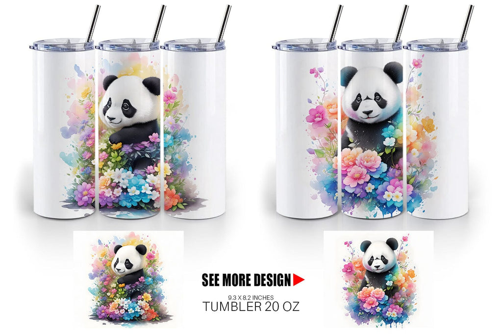 Panda Tumbler PNG Sublimation, Cute Tumbler Png - So Fontsy