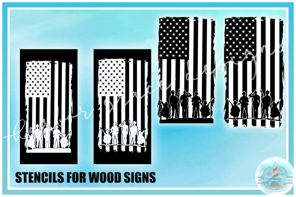 Usa Flag Soldiers Military Stencil And Decal SVG - So Fontsy