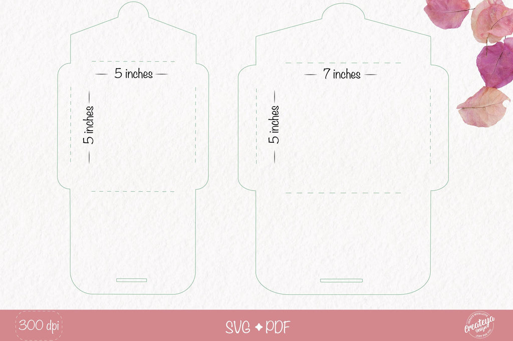 Envelope Template, Envelope svg, Printable envelope for 5*5 and 5*7 inches  insert cards - So Fontsy