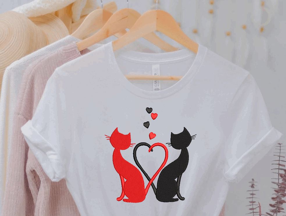 Kitty Hello Valentines Heart Love Kawaii Machine Embroidery 