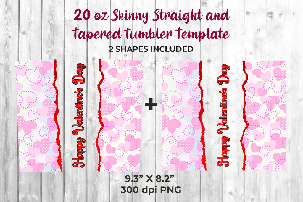 Valentines tumbler sublimation. Pink hearts tumbler wrap - So Fontsy