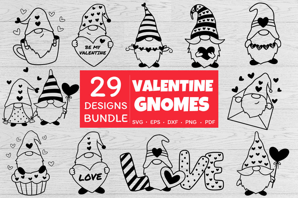 Valentine Gnomes SVG bundle | Gnome SVG | Valentine SVG - So Fontsy