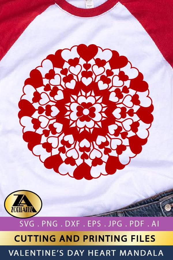 Valentine Mandala SVG Heart Mandala SVG Valentines SVG - So Fontsy