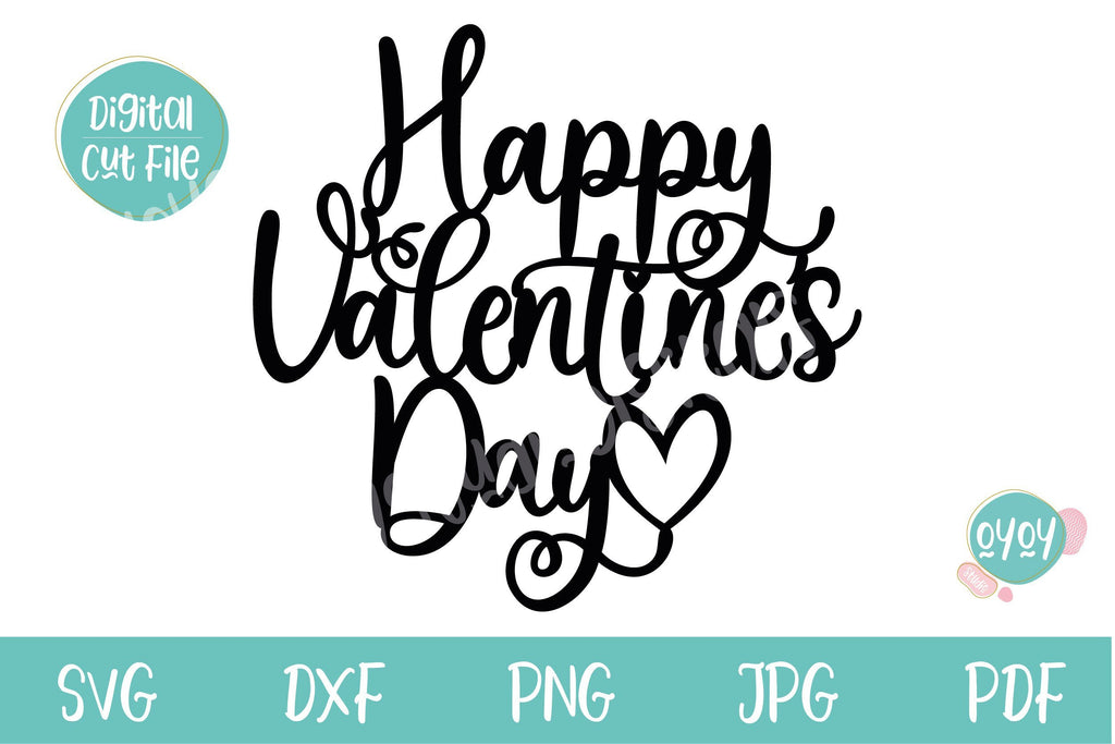 Valentine SVG | Happy Valentine’s Day Cake Topper SVG - So Fontsy