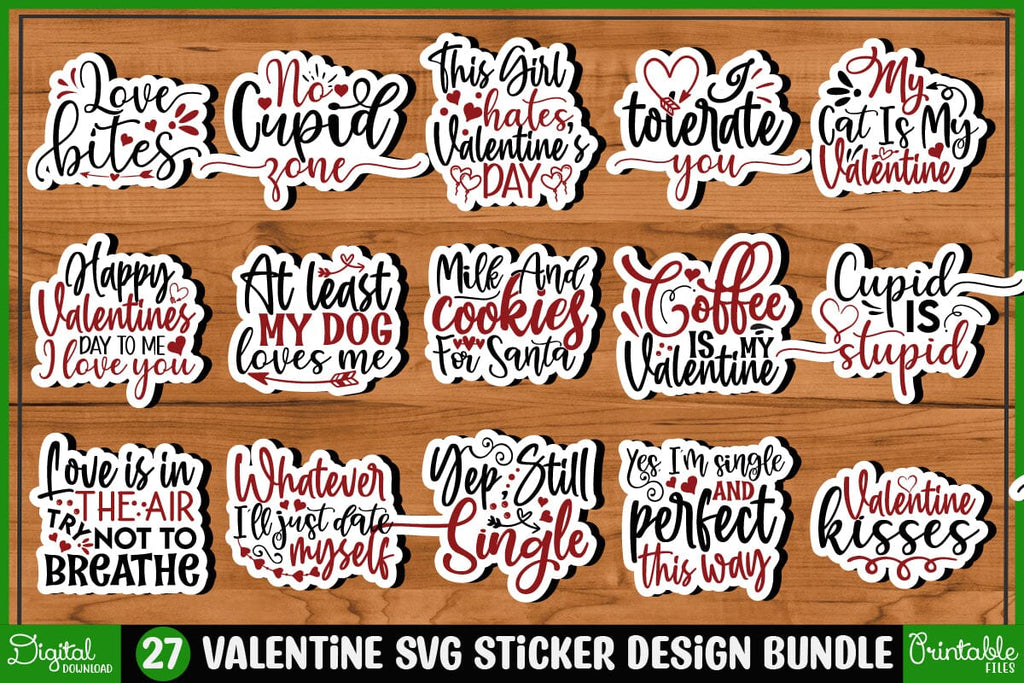 Valentine's Day Sticker Design Bundle, Valentines Sublimation