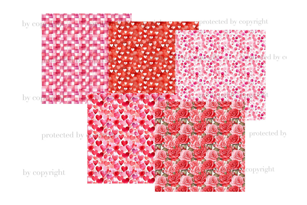 Valentine's Day Digital Paper | Red And Pink Pattern Set - So Fontsy