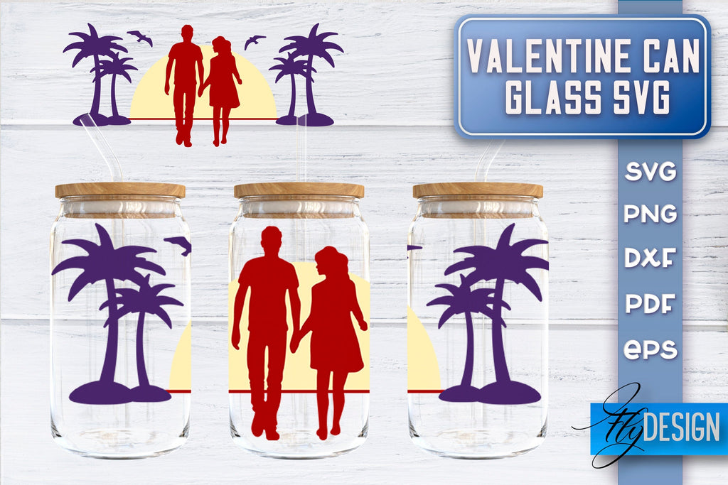 Valentine’s Day Glass Can Wrap SVG | 16 oz Libbey Glass Can Wrap SVG ...