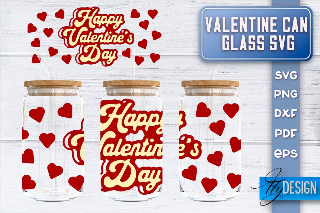 Valentine’s Day Glass Can Wrap SVG | 16 oz Libbey Glass Can Wrap SVG ...