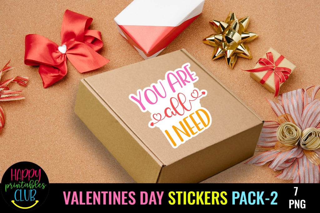 Valentine's Day Stickers 2- Printable Valentines Day Sticker - So Fontsy