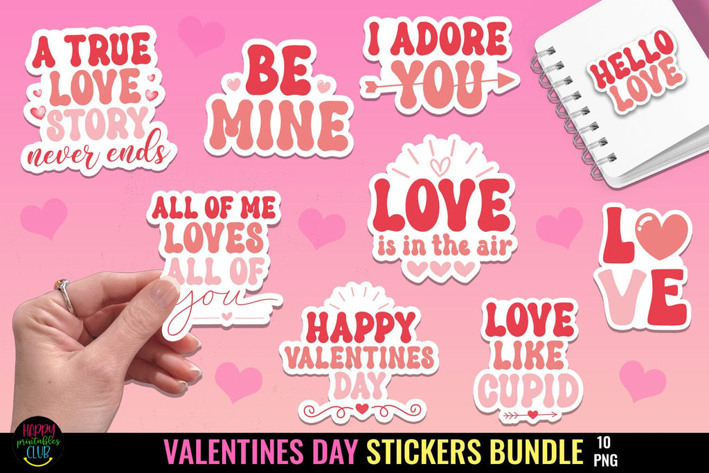 Valentine's Day Stickers I Printable Valentines Day Stickers So Fontsy