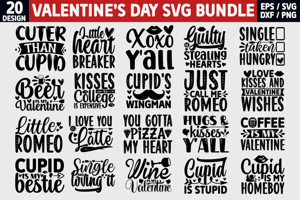 Valentine's Day SVG Bundle Cut File - So Fontsy