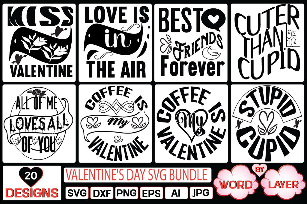 Valentine's Day SVG Bundle SVG Cut File - So Fontsy