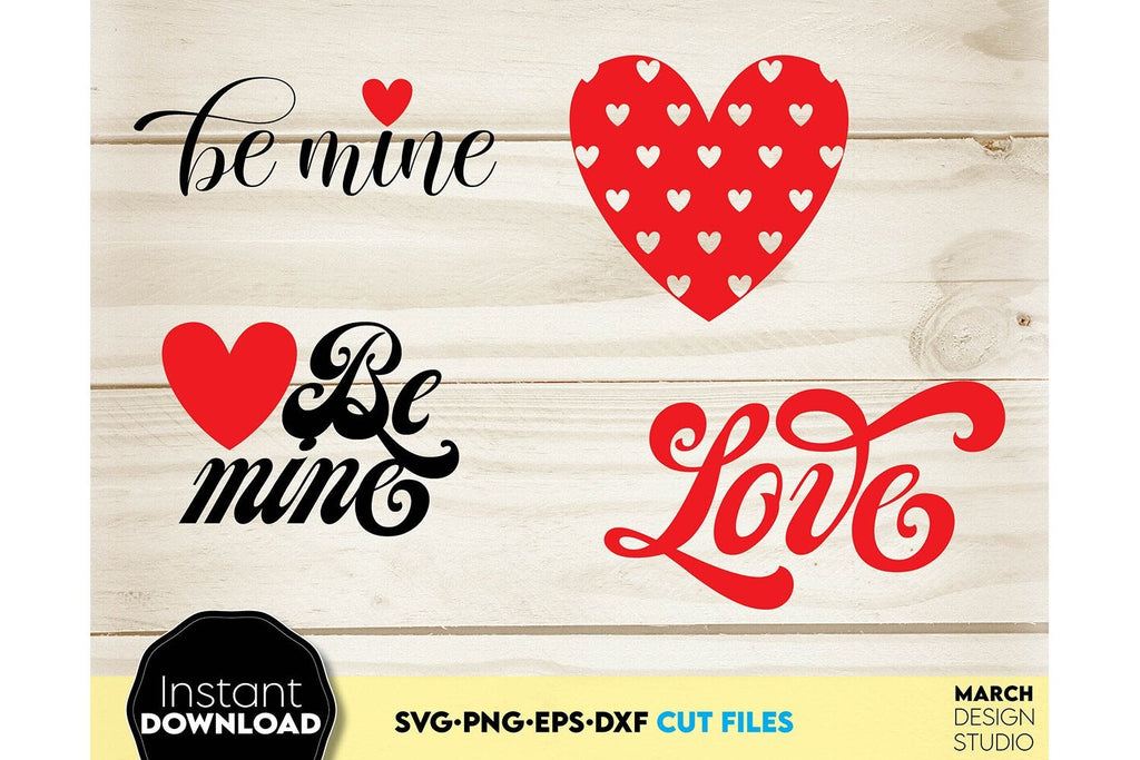 Valentines Day SVG Bundle, Valentines Day Hearts SVG, Be Mine Valentine ...