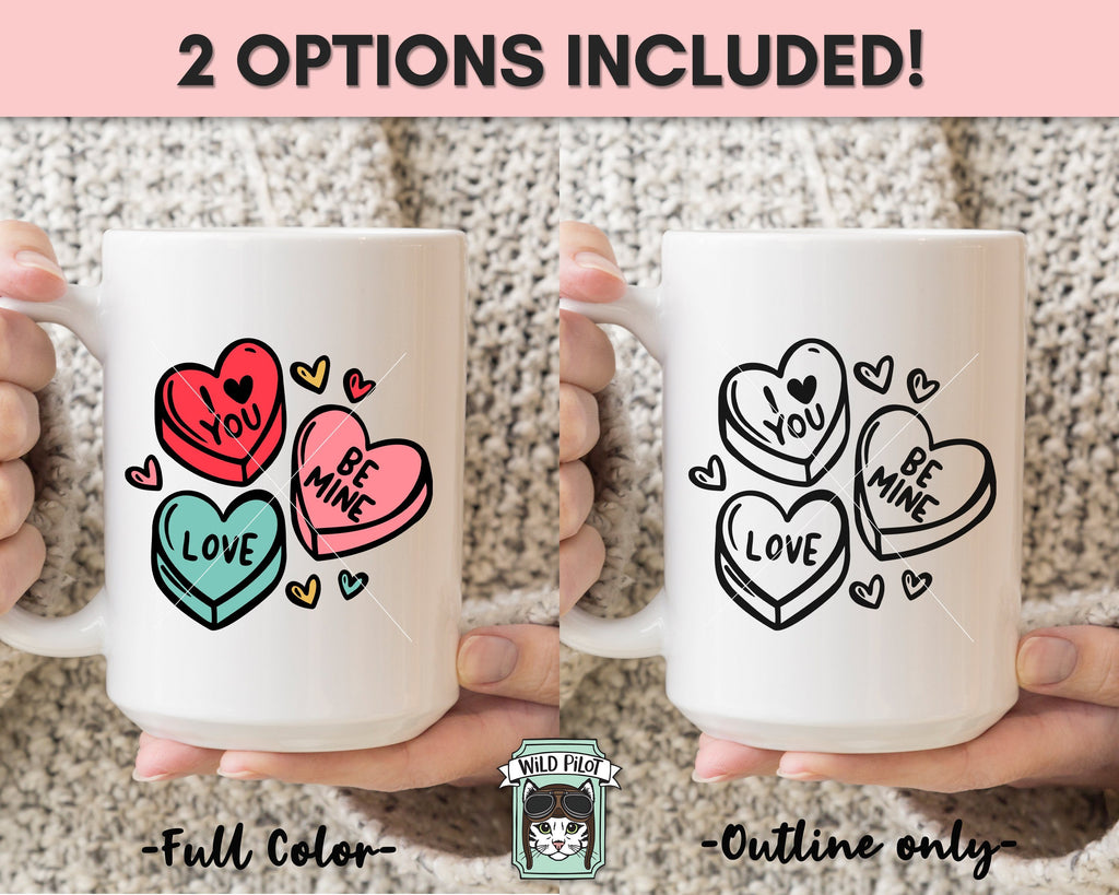 Valentines Day Conversation Candy Hearts SVG Cut File - So Fontsy