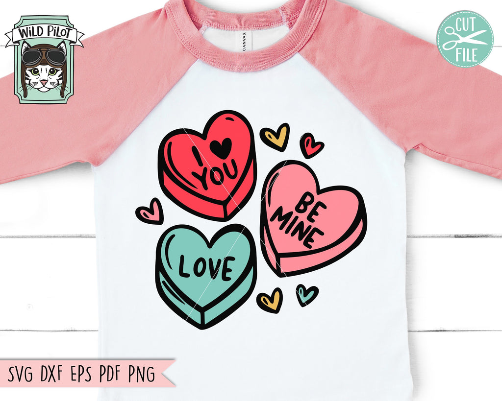 Valentines Day Conversation Candy Hearts SVG Cut File - So Fontsy