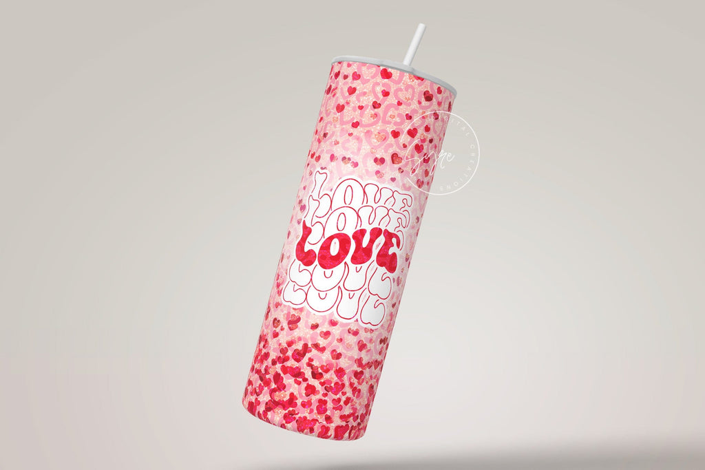 Valentines tumbler sublimation. Pink hearts tumbler wrap - So Fontsy