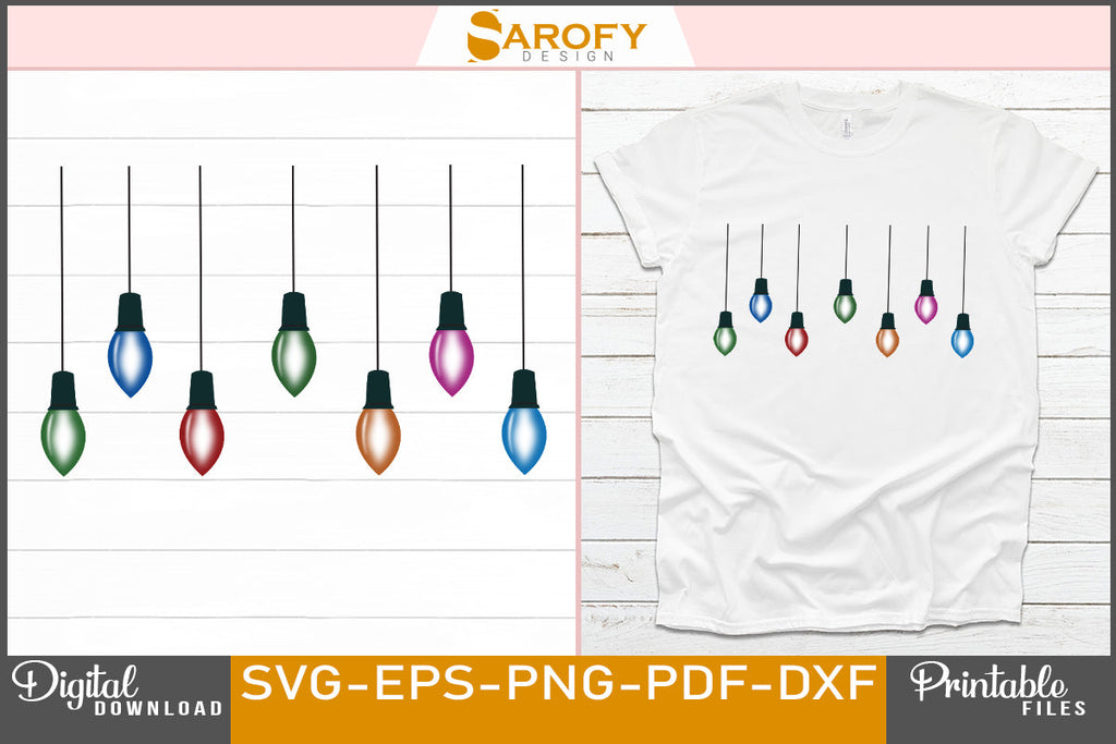 Vector Christmas light printable SVG EPS PNG cricut files - So Fontsy